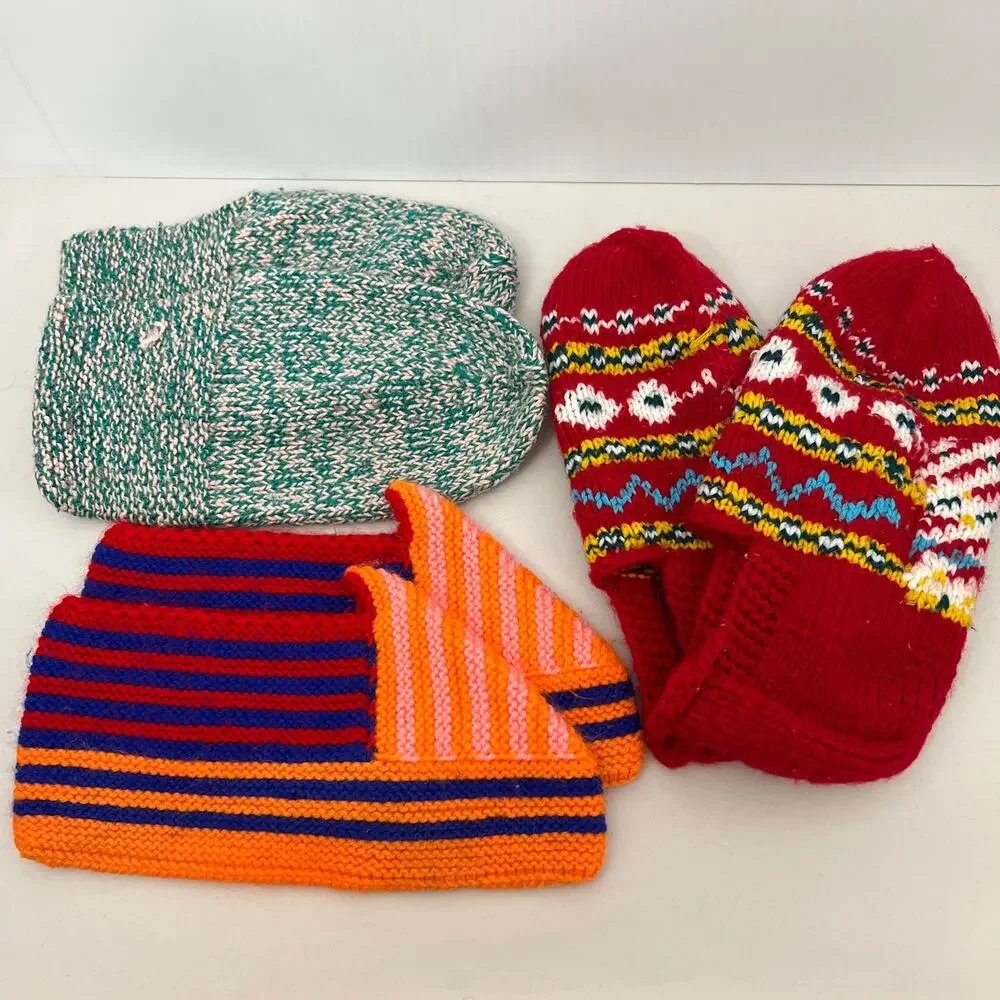 Handwoven Wool Slipper Socks Balkan - 3 pairs Multicolor